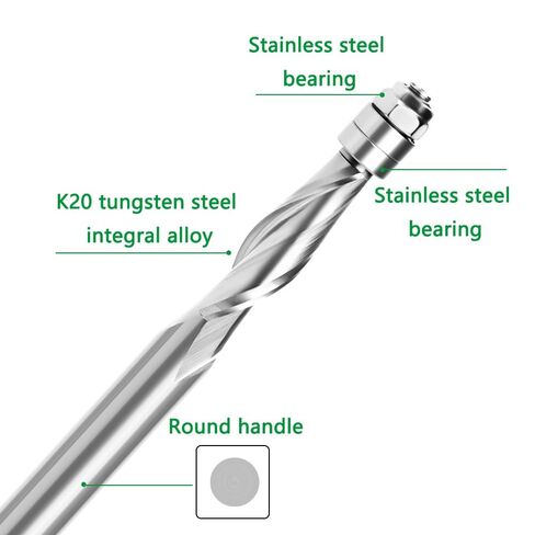 8mm Shank Flush Trim Solid Carbide Spiral Top Bearing CNC Router Bit UP-Cut End Mill Bit Face Woodworking Milling Cutter in Saudi Arabia