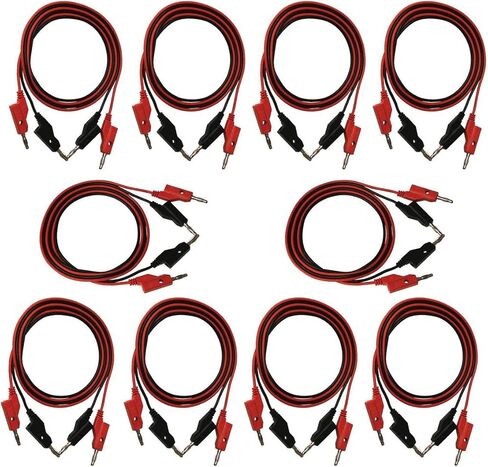 10 مجموعات من مجموعات الرصاص لاختبار الموز إلى الموز، بطول 3 أقدام، كابلات حمراء وسوداء من RSR Electronics in Kuwait