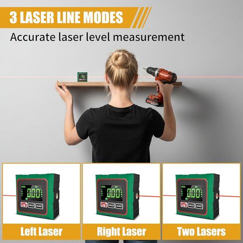 Digital Angle Finder with Laser, 4 Side Magnetic Inclinometer Angle Gauge Cube with Backlight, USB Charging Electronic Level Tool Protractor for Woodworking, Table Saw in Saudi Arabia