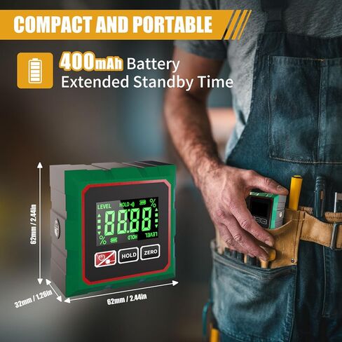 Digital Angle Finder with Laser, 4 Side Magnetic Inclinometer Angle Gauge Cube with Backlight, USB Charging Electronic Level Tool Protractor for Woodworking, Table Saw in Saudi Arabia