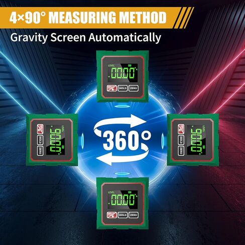 Digital Angle Finder with Laser, 4 Side Magnetic Inclinometer Angle Gauge Cube with Backlight, USB Charging Electronic Level Tool Protractor for Woodworking, Table Saw in Saudi Arabia