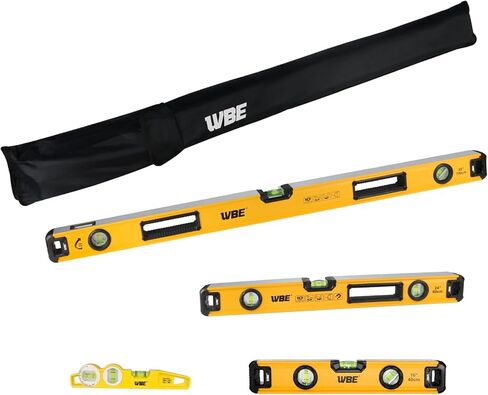 WBE 16-Inch Magnetic Torpedo Level with 45°/90°/180° Bubbles, Aluminum Alloy Body, Heavy Duty Level,Precision-Machined Base,Shockproof Rubber End Caps,Hanging Hole for Construction,Carpentry(1 PACK) in Saudi Arabia