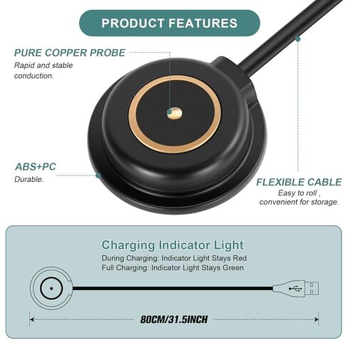 MCC 3 شاحن مغناطيسي 2 حزمة، كابل شحن مغناطيسي عالمي متوافق مع سلسلة Olight Odin/Warrior/Seeker/Baton/Perun/Arkfeld والمزيد - سلك شحن USB بديل لمصابيح Olight الكاشفة in Kuwait