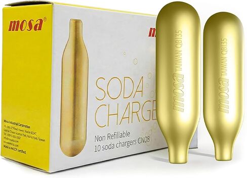 Mosa 8g CO2 Chargers 10 Pack,Food Grade CO2 Cartridges for Soda Makers,Fit for Sparkling Water, Soda Drinks and Home Carbonation in Kuwait