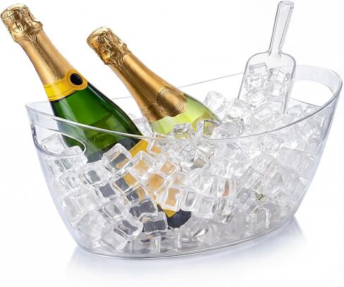 OBTANIM Clear Acrylic Ice Buckets Large Champagne Drink Cooler Storage Ice Tub with Scoops for Beer Cocktails Wine Beverage Home Parties Bar Cooling Supplies in Saudi Arabia