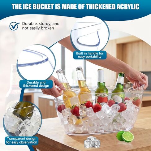OBTANIM Clear Acrylic Ice Buckets Large Champagne Drink Cooler Storage Ice Tub with Scoops for Beer Cocktails Wine Beverage Home Parties Bar Cooling Supplies in Saudi Arabia