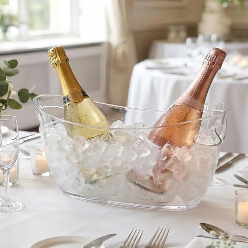 OBTANIM Clear Acrylic Ice Buckets Large Champagne Drink Cooler Storage Ice Tub with Scoops for Beer Cocktails Wine Beverage Home Parties Bar Cooling Supplies in Saudi Arabia