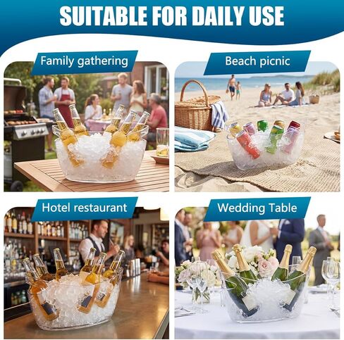 OBTANIM Clear Acrylic Ice Buckets Large Champagne Drink Cooler Storage Ice Tub with Scoops for Beer Cocktails Wine Beverage Home Parties Bar Cooling Supplies in Saudi Arabia