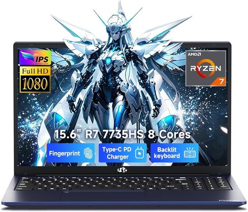 كمبيوتر محمول NIMO مقاس 15.6 بوصة IPS FHD للألعاب، AMD 8 Cores Ryzen 7 7735HS 32GB DDR5 RAM 1TB SSD، رسومات Radeon 680M، لوحة مفاتيح بإضاءة خلفية 100W Type-C، فتح بصمة الإصبع، Wi-Fi 5 Bluetooth 5.2 in Kuwait