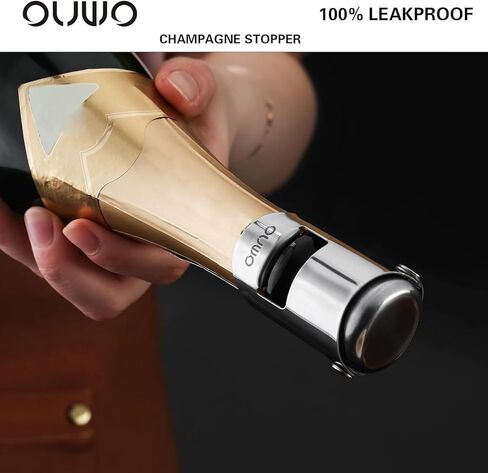 Champagne Stopper 6 Pack Stainless Steel Champagne Save with Food Grade Silicone, Leak-Proof Bubble Retaining Saver, Suitable for Champagne Prosecco Cava and Sparkling (Silver) in Saudi Arabia
