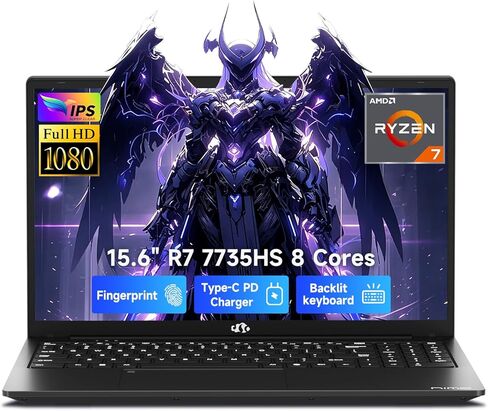 كمبيوتر محمول NIMO مقاس 15.6 بوصة IPS FHD للألعاب، AMD 8 Cores Ryzen 7 7735HS 32GB DDR5 RAM 1TB SSD، رسومات Radeon 680M، لوحة مفاتيح بإضاءة خلفية 100W Type-C، فتح بصمة الإصبع، Wi-Fi 5 Bluetooth 5.2 in Kuwait