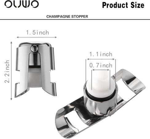 Champagne Stopper 6 Pack Stainless Steel Champagne Save with Food Grade Silicone, Leak-Proof Bubble Retaining Saver, Suitable for Champagne Prosecco Cava and Sparkling (Silver) in Saudi Arabia