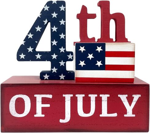 American Patriotic Decor 4th of July Decorations USA Flag Bicycle Box Sign Wooden Block Home Decor Rustic Farmhouse Sign Tabletop for Memorial Day Independence Labor in Saudi Arabia