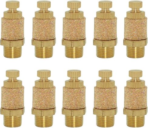 VARMHUS 10PCS Brass Adjustable Flow Control Muffler, 1/8" NPT Thread, for Pneumatic Systems (1/8") in Kuwait