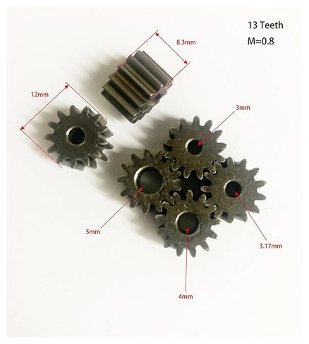 Steel Heavy Duty Motor Pinion Gear 13 Teeth 0.8M Carbon Steel Spur Gear OD=12mm Thickness 8.35mm 13T Pinion Hole 3mm in Saudi Arabia
