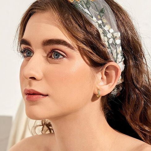 S925 Sterling Silver Daisy Small Hoop Earrings for Women: Flower Huggie Earrings Small Floral Hoop Earrings Rainbow Cubic Zircon 14K Gold Plated Jewelry Gifts for Sensitive Ears in Saudi Arabia