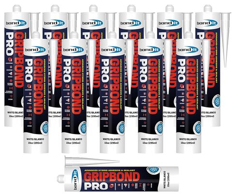 Bond It Gripbond PRO، مانع تسرب ولاصق هجين متطور، مركب ربط مرن مقاوم للماء قابل للطلاء، خالٍ من المذيبات غير قابل للانكماش، إصلاح داخلي/خارجي متعدد الأسطح، 10 أونصة، أبيض in Kuwait