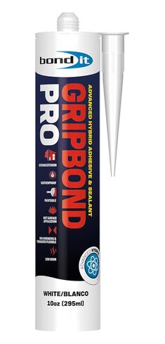 Bond It Gripbond PRO, Advanced Hybrid Sealant & Adhesive, Paintable Waterproof Elastic Bonding Compound, Non-Shrinking Solvent-Free, Interior/Exterior Multi-Surface Repair, 10 oz, White in Saudi Arabia