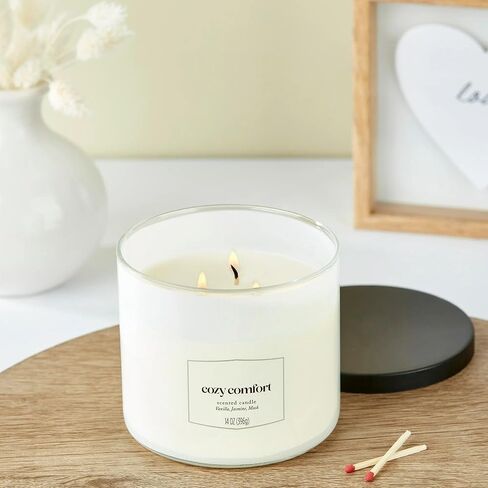 3-Wick Textured Wrapped Cozy Comfort Scented Candle, 14 oz Romantic Valentine's Day Gift for Her, Girlfriend, in Saudi Arabia