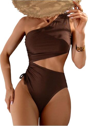 GORGLITTER Women's One Shoulder Monokini One Piece Swimsuit Cheeky Modest Tummy Control Swim Suit Bathing Suit Swimwear in Saudi Arabia
