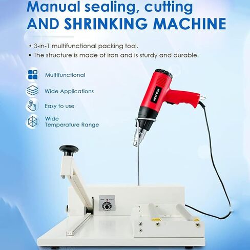 Shrink Wrap Machine Heat Wrapping Machine, Wrap Sealer with Adjustable Speed Heat Gun, Manual Heat Sealing Machine Simultaneous(300) in Saudi Arabia