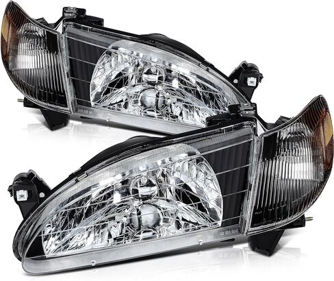مجموعة المصابيح الأمامية لـ Corolla 1998-2000 Clear Lens Black Housing Amber Reflector Driver و Massenger Side in Kuwait