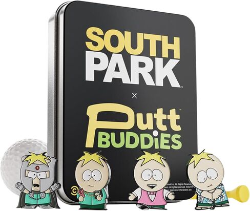 علامة كرة الجولف ساوث بارك باترز - مجموعة مكونة من 4 قطع، أقلام تحديد كروية مغناطيسية من المينا المعدنية مع مشابك للقبعة، ملحقات وهدايا جولف قابلة للتجميع مرخصة رسميًا للرجال والنساء لاعبي الغولف in Kuwait