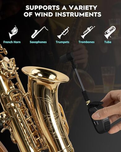 STRICH UHF Rechargeable Wireless Instrument Microphone System with Clip-on Transmitter & Receiver, 99ft Range, Reverb OTG Recording, for Trumpet, Trombone, Saxophone & Brass Instruments in Saudi Arabia