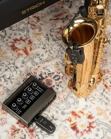 STRICH UHF Rechargeable Wireless Instrument Microphone System with Clip-on Transmitter & Receiver, 99ft Range, Reverb OTG Recording, for Trumpet, Trombone, Saxophone & Brass Instruments in Saudi Arabia