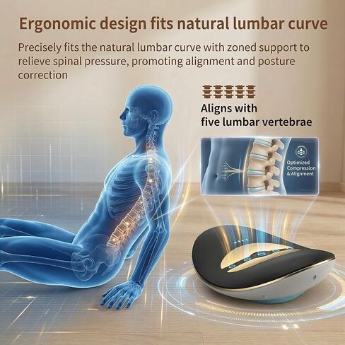 جهاز جر قطني كهربائي، مدلك أسفل الظهر، جهاز جر خلفي مع وسائد هوائية قابلة للتعديل لتخفيف آلام أسفل الظهر، جر ديناميكي، اهتزاز 3 مستويات وحرارة 113-131 درجة فهرنهايت in Kuwait