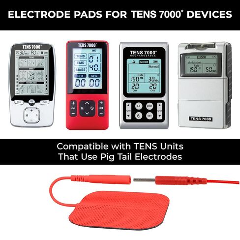 TENS 7000 Official TENS Unit Electrode Pads, 48 Pack, Premium Quality OTC Replacement Pads, 2" X 2", Compatible with Most Stim Machines Value Pack Replacement, Red in Kuwait