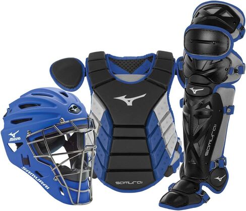 Mizuno Samurai Youth Baseball Boxed Catcher's Gear Set, Black-Royal, 14" Youth Boys in Saudi Arabia