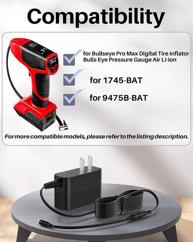12V Power Supply Compatible with Bullseye Pro Max Digital Tire Inflator Bulls Eye Pressure Gauge Air Li-ion 1745-BAT 9475B-BAT 11.1VDC 1500mAh 11.1V 2000mAh Charger in Saudi Arabia