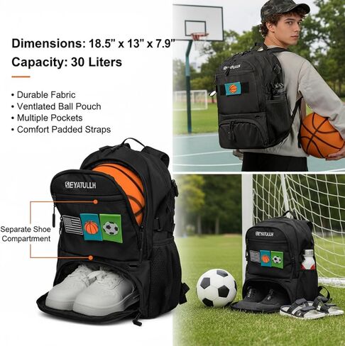 Basketball Backpack with Ball Holder - Sports Equipment Bag with Shoe Compartment in Kuwait