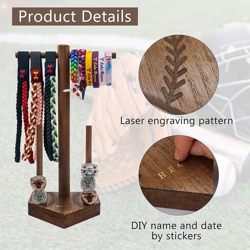 Baseball and Softball Ring Holder for Softball Sports Jewelry,Championship Ring Display Case for Baseball Drip,Jewelry Organizer for Baseball Accessories and Necklace,Sport Bracelet in Kuwait