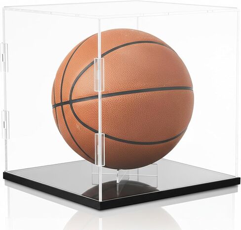 Basketball Display Case Full Size – Clear Acrylic Basketball Display Box with UV Protection & Black Base for Autographed Basketball Memorabilia Collectibles in Saudi Arabia