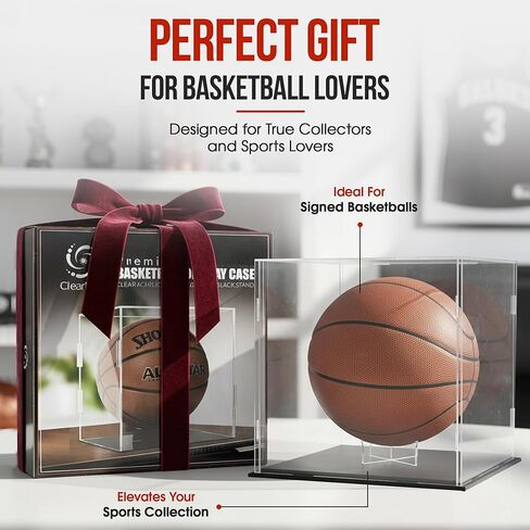 Basketball Display Case Full Size – Clear Acrylic Basketball Display Box with UV Protection & Black Base for Autographed Basketball Memorabilia Collectibles in Saudi Arabia