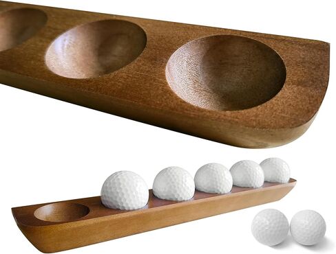 علبة عرض كرة جولف خشبية مكونة من قطعة واحدة، حامل كرة جولف على رف عائم لعرض 6 كرات - حامل على الحائط/حامل سطح الطاولة، ديكور مكتب وهدية تذكارية لهواة جمع الجولف in Kuwait