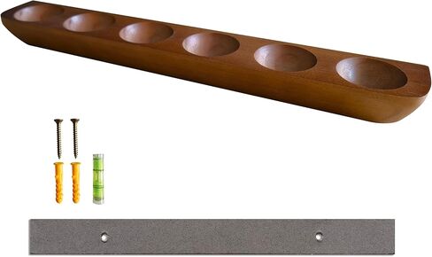 علبة عرض كرة جولف خشبية مكونة من قطعة واحدة، حامل كرة جولف على رف عائم لعرض 6 كرات - حامل على الحائط/حامل سطح الطاولة، ديكور مكتب وهدية تذكارية لهواة جمع الجولف in Kuwait