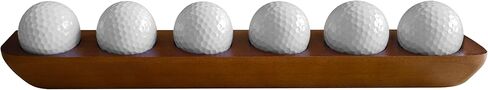 علبة عرض كرة جولف خشبية مكونة من قطعة واحدة، حامل كرة جولف على رف عائم لعرض 6 كرات - حامل على الحائط/حامل سطح الطاولة، ديكور مكتب وهدية تذكارية لهواة جمع الجولف in Kuwait