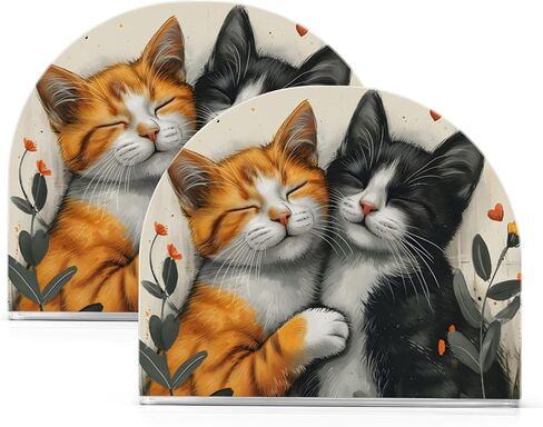 ALAZA Cute Cat Valentine Napkin Holder for Table Cocktail Farmhouse, Paper Napkins Dispenser for Home Kitchen Coffee Shop Dining Room Decor in Saudi Arabia