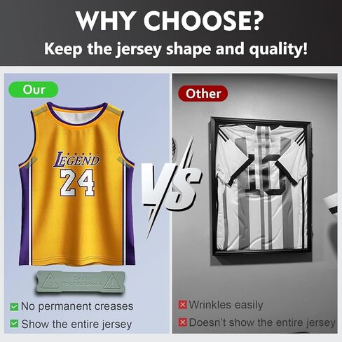 12 Pack Jersey Hanger for Wall, FIFA Magnet Jersey Display for Wall, Fit All Sports Shirts, Invisible No-Drill Display for the Full Jersey Shape in Kuwait