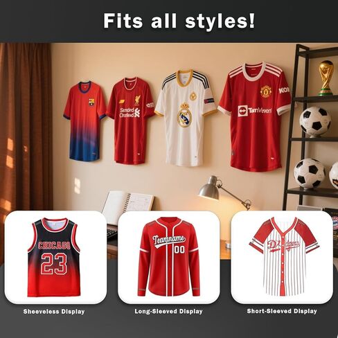 12 Pack Jersey Hanger for Wall, FIFA Magnet Jersey Display for Wall, Fit All Sports Shirts, Invisible No-Drill Display for the Full Jersey Shape in Kuwait