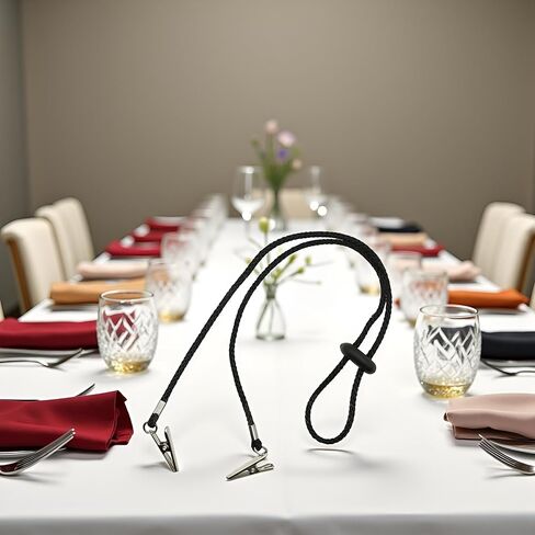 Adjustable Napkin Clip, Black Adjustable Bib Holder Clips Napkin Holders Napkin Clip, Neck Chain for Adult Napkin Holders Kitchen Accessories in Saudi Arabia