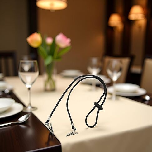 Adjustable Napkin Clip, Black Adjustable Bib Holder Clips Napkin Holders Napkin Clip, Neck Chain for Adult Napkin Holders Kitchen Accessories in Saudi Arabia