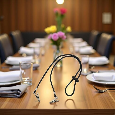 Adjustable Napkin Clip, Black Adjustable Bib Holder Clips Napkin Holders Napkin Clip, Neck Chain for Adult Napkin Holders Kitchen Accessories in Saudi Arabia