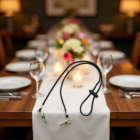 Adjustable Napkin Clip, Black Adjustable Bib Holder Clips Napkin Holders Napkin Clip, Neck Chain for Adult Napkin Holders Kitchen Accessories in Saudi Arabia