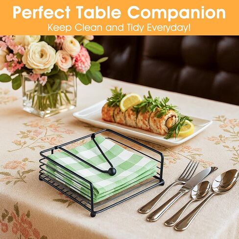 3 Pcs Napkin Holders for Paper Napkins, Black Flat Napkins Holders, Metal Napkin Dispenser for Kitchen Tables, Farmhouse, Dinner, Outdoor - 7.1" L x 7.1" W x 2.7"H in Saudi Arabia
