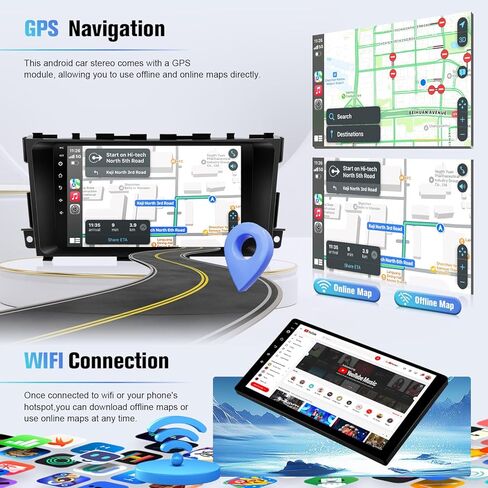 Naifay Android Car Stereo for Toyota Rav4 2006 2007 2008 2009 2010 2011 2012 Radio, 10.1inch Touch Screen for Rav4 Radio with Carplay/Android Auto/Bluetooth/GPS/WiFi/Camera/SWC/MIC in Kuwait