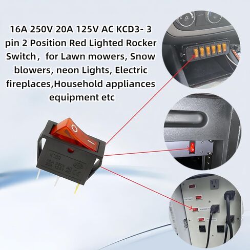 16A 250V 20A 125V AC KCD3-3 دبوس 2 موضع مفتاح هزاز أحمر، لجزازات العشب، منفاخ الثلج، أضواء النيون، المواقد الكهربائية، معدات الأجهزة المنزلية إلخ in Kuwait